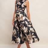MOONLIGHT BLOSSOM WOVEN MIDI DRESS, Flying Tomato
