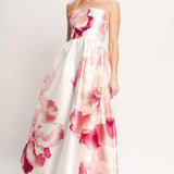 LUXE PEONY WOVEN MAXI DRESS , Flying Tomato
