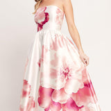 LUXE PEONY WOVEN MAXI DRESS , Flying Tomato