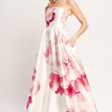 LUXE PEONY WOVEN MAXI DRESS , Flying Tomato