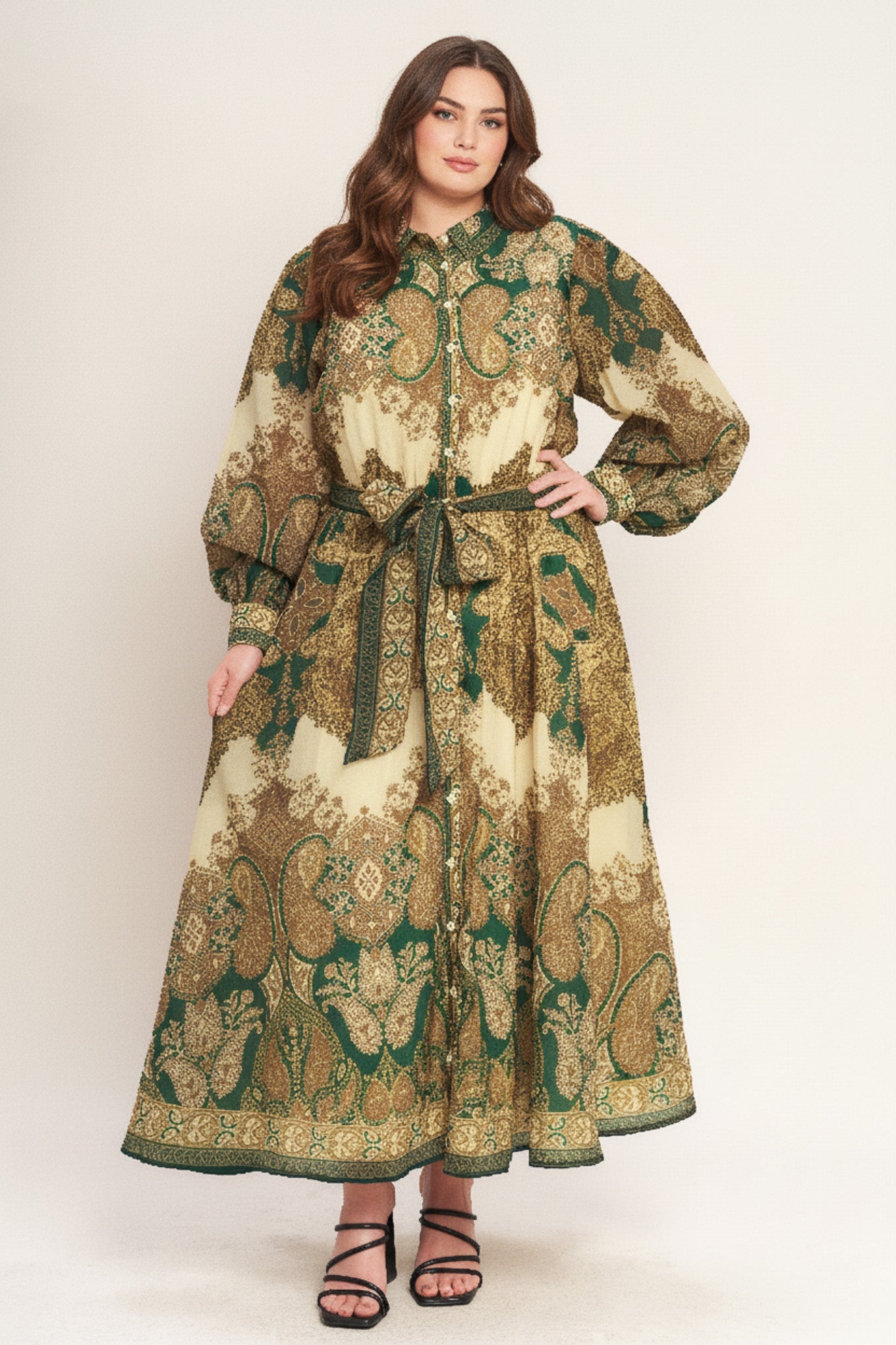 LOVELY GOLDEN VISION WOVEN MIDI DRESS, Flying Monkey (online only)