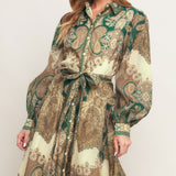 LOVELY GOLDEN VISION WOVEN MIDI DRESS, Flying Monkey (online only)