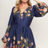 NOCTURNE IN BLOOM WOVEN MINI DRESS