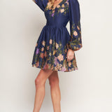 NOCTURNE IN BLOOM WOVEN MINI DRESS