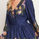 NOCTURNE IN BLOOM WOVEN MINI DRESS