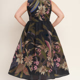 FOLIAGE WHISPER WOVEN MIDI DRESS, Flying Tomato (online only)