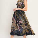 FOLIAGE WHISPER WOVEN MIDI DRESS, Flying Tomato (online only)