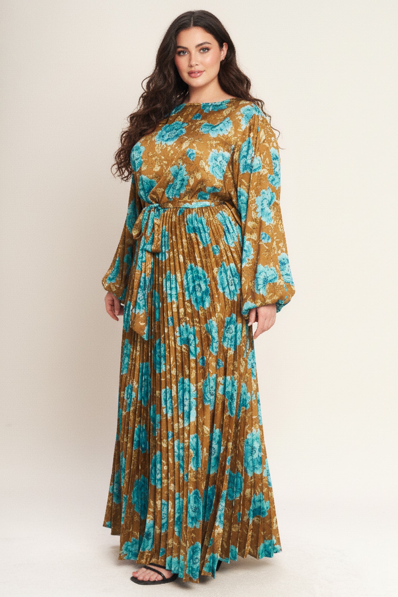 GOLDEN BLOOM LUXE WOVEN SATIN MAXI DRESS , Flying Monkey (online only)