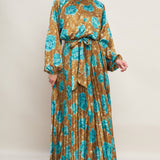 GOLDEN BLOOM LUXE WOVEN SATIN MAXI DRESS , Flying Monkey (online only)