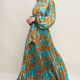 GOLDEN BLOOM LUXE WOVEN SATIN MAXI DRESS , Flying Monkey (online only)