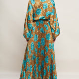 GOLDEN BLOOM LUXE WOVEN SATIN MAXI DRESS , Flying Monkey (online only)