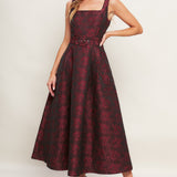 IMPERIAL ALLURE WOVEN JACQUARD MIDI DRESS, Flying Tomato