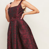IMPERIAL ALLURE WOVEN JACQUARD MIDI DRESS, Flying Tomato