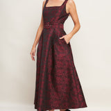 IMPERIAL ALLURE WOVEN JACQUARD MIDI DRESS, Flying Tomato
