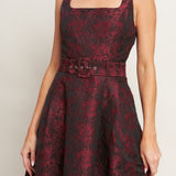 IMPERIAL ALLURE WOVEN JACQUARD MIDI DRESS, Flying Tomato