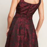 IMPERIAL ALLURE WOVEN JACQUARD MIDI DRESS, Flying Tomato