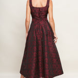 IMPERIAL ALLURE WOVEN JACQUARD MIDI DRESS, Flying Tomato