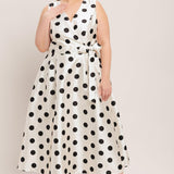CAFÉ NOIR POLKA WOVEN MIDI DRESS, Flying Tomato