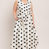 CAFÉ NOIR POLKA WOVEN MIDI DRESS, Flying Tomato