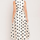 CAFÉ NOIR POLKA WOVEN MIDI DRESS, Flying Tomato