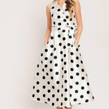 CAFÉ NOIR POLKA WOVEN MIDI DRESS, Flying Tomato