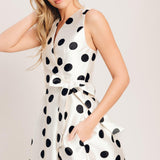 CAFÉ NOIR POLKA WOVEN MIDI DRESS, Flying Tomato