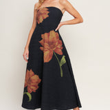 ART NOUVEAU BLOOM WOVEN MIDI DRESS , Flying Tomato (online only)