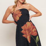 ART NOUVEAU BLOOM WOVEN MIDI DRESS , Flying Tomato (online only)