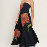 ART NOUVEAU BLOOM WOVEN MIDI DRESS , Flying Tomato (online only)