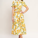 UPLIFTING PALETTE WOVEN MIDI DRESS, Flying Tomato (online only)