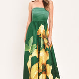 GOLDEN ROSE AFTERGLOW WOVEN MAXI DRESS, Flying Tomato (online only)