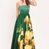 GOLDEN ROSE AFTERGLOW WOVEN MAXI DRESS, Flying Tomato (online only)