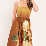 GOLDEN ROSE AFTERGLOW WOVEN MAXI DRESS, Flying Tomato (online only)