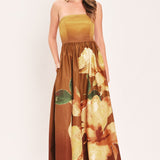 GOLDEN ROSE AFTERGLOW WOVEN MAXI DRESS, Flying Tomato (online only)