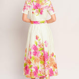 PEONY BLOOM WOVEN MIDI DRESS