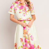 PEONY BLOOM WOVEN MIDI DRESS