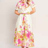 PEONY BLOOM WOVEN MIDI DRESS