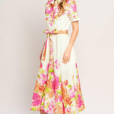 PEONY BLOOM WOVEN MIDI DRESS