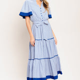 PARIS MORNING BLUE WOVEN MIDI DRESS, Flying Tomato