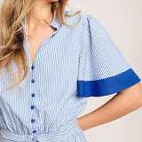 PARIS MORNING BLUE WOVEN MIDI DRESS, Flying Tomato