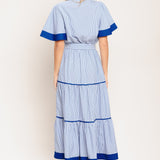 PARIS MORNING BLUE WOVEN MIDI DRESS, Flying Tomato