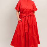 FEELS LIKE A COMPLIMENT WOVEN MIDI DRESS,  Flying Tomato