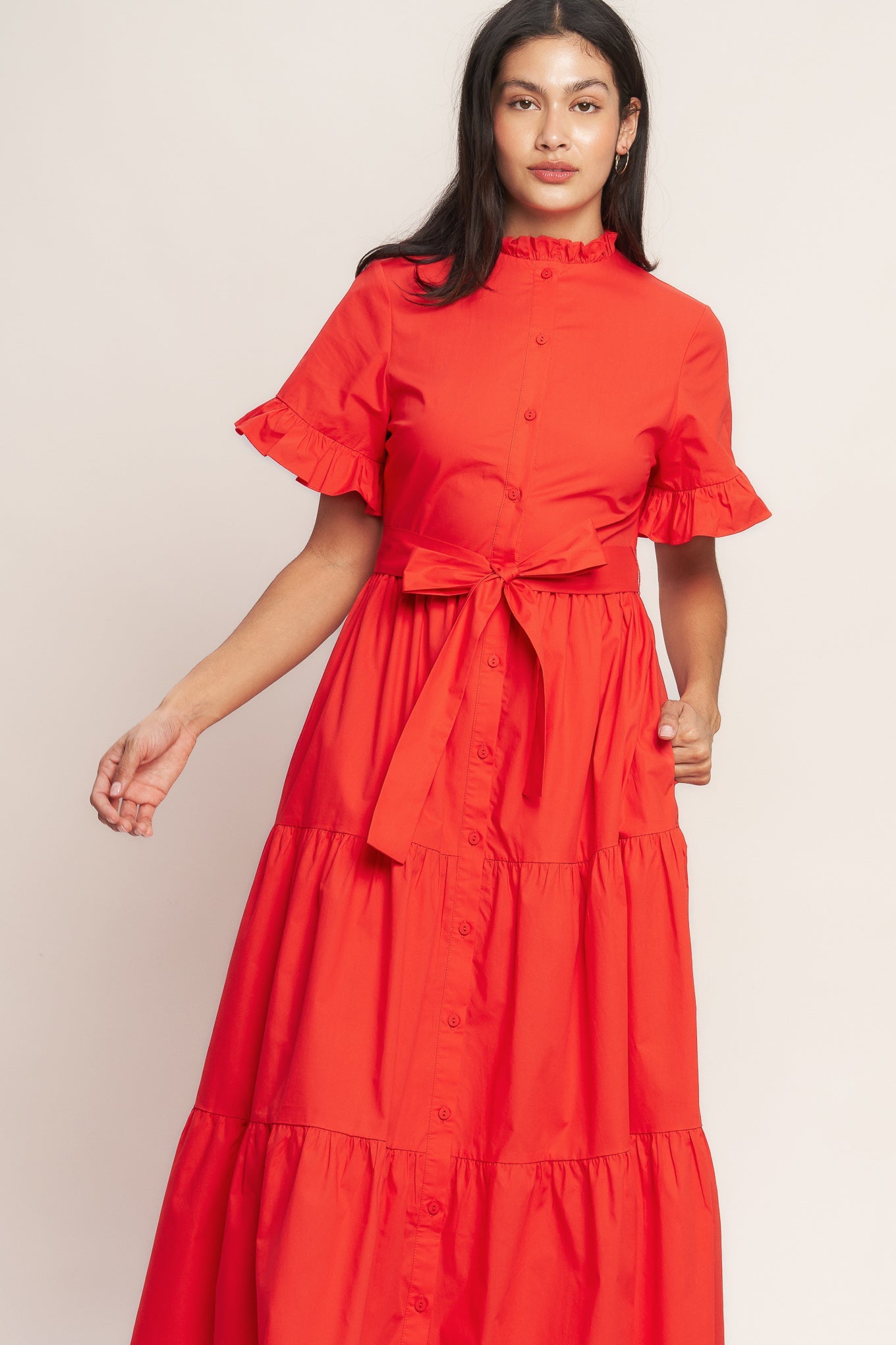 FEELS LIKE A COMPLIMENT WOVEN MIDI DRESS,  Flying Tomato