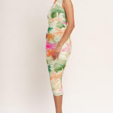 COLORFUL CONFIDENCE POWER MESH MIDI DRESS