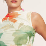 COLORFUL CONFIDENCE POWER MESH MIDI DRESS