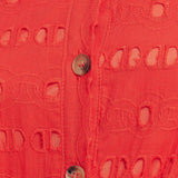 POWER SCARLET WOVEN EYELET MIDI DRESS, Flying Tomato (online only)