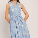 SUMMER SKETCH FLORA WOVEN MIDI DRESS