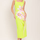 LUSH LIME WOVEN MIDI DRESS