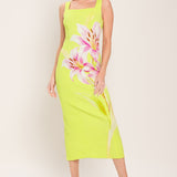 LUSH LIME WOVEN MIDI DRESS