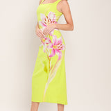 LUSH LIME WOVEN MIDI DRESS